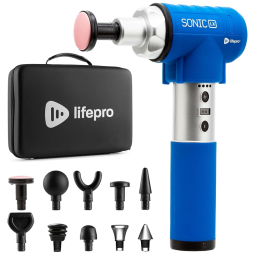 Sonic LX Massageador Pistola Elétrico Profissional Sem Fio 10 Acessórios e 9 Velocidades, LIFEPRO, Azul