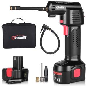 Mini Compressor de Ar Elétrico Automotivo Portátil, 12V, 130 PSI, com LCD digital, OASSER 130PSI, Preto