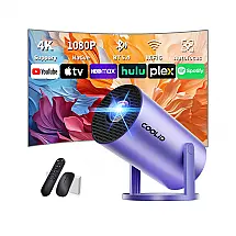 Mini Projetor coolid Roxo Suporte 4K 1080P WiFi 6 Bluetooth 5.4 Rotativo 180° C2