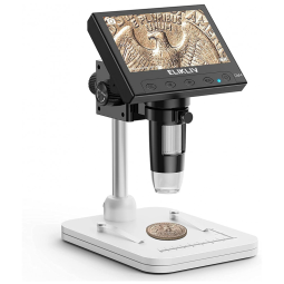 Microscópio Digital LCD 1000x, Lupa de Moedas com 8 Luzes LED Ajustáveis Compatível com Windows, 5V Elikliv