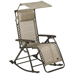 Cadeira Reclinável Ajustável Gravidade Zero com Apoio de Cabeça e Porta Copos e Cobertura de Sombra, Branca, BLISS HAMMOCKS GFC 452WSR