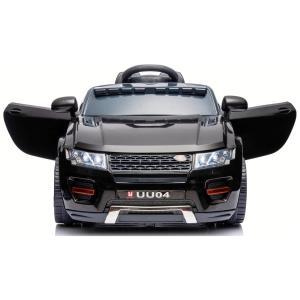 Carro Elétrico Policial 12V Recarregável para Crianças 2 Assentos até 29 kg, Idade Recomendada 3, U URIDEON, Preto