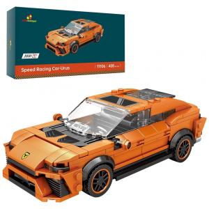 Kit de Construção Carro de Corrida Urus com 408 Peças, JMBricklayer, Laranja