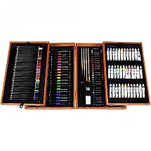 Kit de Pintura AHCELL com 168 Peças e Caixa de madeira Portátil, Marrom