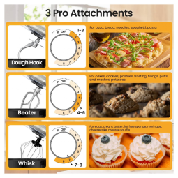 Batedeira Hauswirt Elétrica Kitchen Tool com Digital Timer, 8 Velocidades e Pulso, branco