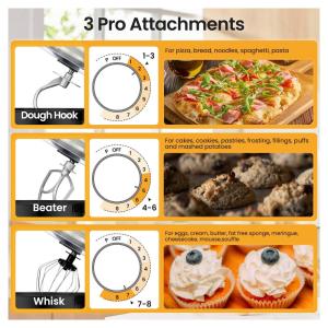 Batedeira Hauswirt Elétrica Kitchen Tool com Digital Timer, 8 Velocidades e Pulso, branco