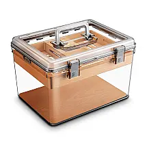 Humidor de Charutos CIGARLOONG Acrílico Transparente com Higrômetro e Bandeja de Cedro Grande