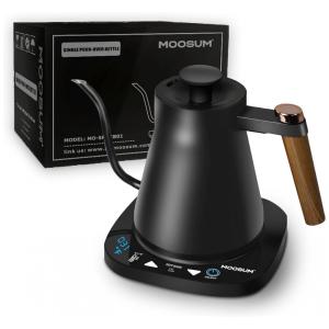 Chaleira Elétrica MOOSUM 800mL em Aço Inoxidável com Controle de Temperatura, 110V 1200W, Preta