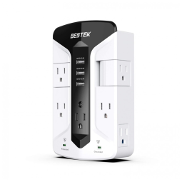 Protetor Contra Picos de Energia 900 Watts com 7 Portas CA Giratórias e 3 USB, 110v, BESTEK GG143, Branco