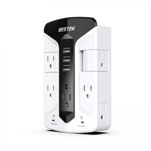 Protetor Contra Picos de Energia 900 Watts com 7 Portas CA Giratórias e 3 USB, 110v, BESTEK GG143, Branco