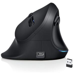 Mouse Ergonômico Vertical Óptico sem Fio Reduz a Tensão do Pulso Multifunções, 800, 1600 DPI, ., AUTLEY V838, Preto