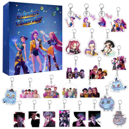 Calendário do Advento Kpop Demon 2025, Calendário de Contagem Regressiva com 24 Brinquedos Chaveiro, Decorações de Halloween e Natal para
