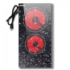 Cooktop Elétrico Portátil Karinear 2 Bocas, 110v, Cooktop de Cerâmica de 30 cm com Lindo Padrão de Mármore