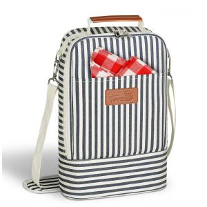 Bolsa Térmica Para Transporte de Vinhos até 2 Garrafas com Alça Ajustável, TIRRINIA 1TRWB230STR, Azul