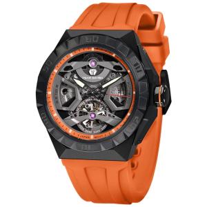 Relógio Masculino Analógico Automático Mecânico a Prova dÁgua 100M com Pulseira de Silicone, TSAR BOMBA SGLZTB8804 2022, Laranja