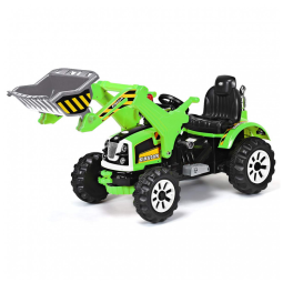 Trator e Escavadeira Elétrica Infantil a Bateria 12V com Buzina e 2 Velocidades, Costzon, Verde
