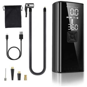 Compressor de Ar Portátil 150 PSI Recarregável com Luzes de Emergência e Inflação 2X Mais Rápida, 12V, KIMHI, Preto