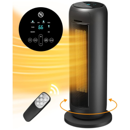 Aquecedor Elétrico Portátil de Cerâmica com Tela LED, Controle Remoto e Temporizador, 1500W 110V, Letme, Preto