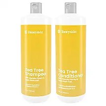 Shampoo e Condicionador Óleo de Tea Tree Óleo de Coco Contra Caspa 500ml, HONEYSKIN, Verde Escuro