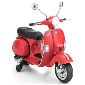 Moto Elétrica Infantil Vespa a Bateria 6V com Sons e Luzes, Idade Rec 3 a 6 Anos, Costzon, Vermelha