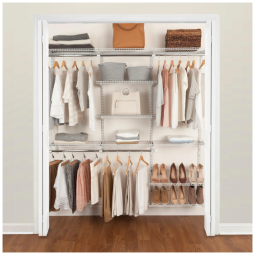 Kit Closet Aramado com Prateleiras Expansíveis e Hastes Telescópicas Personalizável Rubbermaid Branco