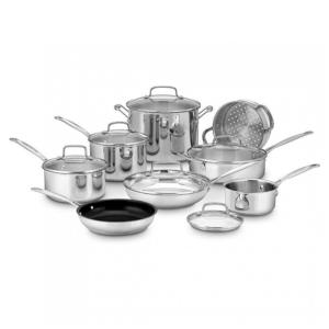 Conjunto de Panelas e Frigideiras de Aço Inoxidável, 14 Peças, CUISINART 77 14N, Prateado