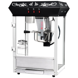 Máquina de Pipoca Great Northern Foundation Estilo Cinema 227 g, Cor Preta, Com Compartimento Superior. Ideal para Pipoca de Estilo