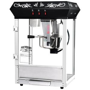 Máquina de Pipoca Great Northern Foundation Estilo Cinema 227 g, Cor Preta, Com Compartimento Superior. Ideal para Pipoca de Estilo
