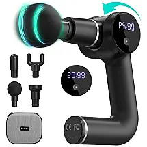 Massageador Pistola Elétrico Profissional Sem Fio 5 Acessórios, YOULAITE M1, Preto