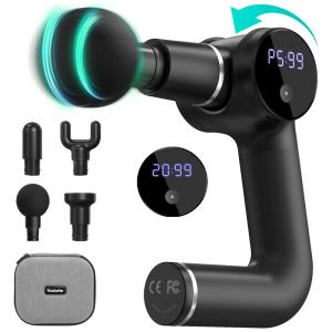 Massageador Pistola Elétrico Profissional Sem Fio 5 Acessórios, YOULAITE M1, Preto