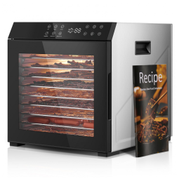 Desidratador de alimentos para carne seca 1000W. 10 bandejas com grande espaço de secagem de 2,75 metros, controle de