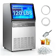 Máquina de Gelo Comercial VEVOR IMC9000F 54,4kg/Dia 45 Cubos por Ciclo Painel LED 110V