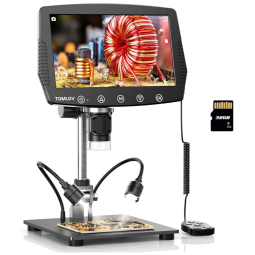 Microscópio Digital de Moeda LCD 16MP com Luz Recarregável e Botão Digital, Solda de 1080P, TOMLOV DM04, Preto