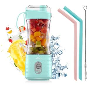 Vaeqozva Mini Liquidificador Portátil 380mL com Carregamento USB, 250W 110V, Azul