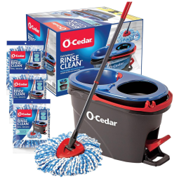 Mop Giratório de Microfibra com Sistema Flash Limp com Balde e 3 Refis Extras, O Cedar, Cinza