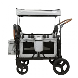 Carrinho de Passeio para 2 Crianças Multifuncional com Porta Objeto e Cobertura, até 100 kg, Keenz, Cinza Fumaça