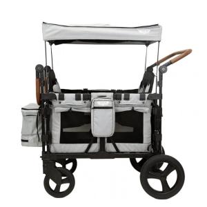 Carrinho de Passeio para 2 Crianças Multifuncional com Porta Objeto e Cobertura, até 100 kg, Keenz, Cinza Fumaça
