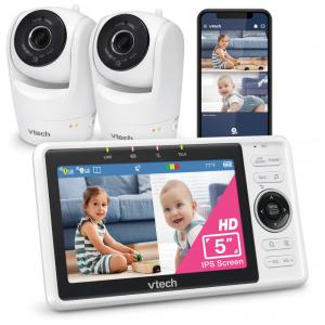 Babá Eletrônica Inteligente VTech com 2 Câmeras WiFi, Tela IPS HD de 12 cm, Visão Noturna, Sons Relaxantes e Aplicativo Gratuito - VM9012HD
