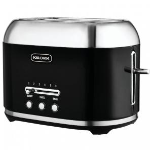 Torradeira Elétrica Retrô 2 Fatias com 6 Níveis de Tostagem e Função Descongelar, 110v, KALORIK, Preto