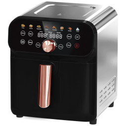 Fritadeira Elétrica Airfryer 12 em 1, 5,4L com Tela Digital LED e Revestimento Antiaderente sem BPA, 1600W 110V, WHALL, Prata e Preta