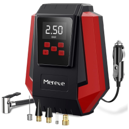 Compressor de Ar, com Bateria Recarregável 20V 12V, 150PSI, MERECE, MOON CZK 3676, Vermelho