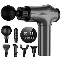 Massageador Pistola Elétrico Profissional Sem Fio 10 Acessórios e 6 Velocidades, AYURA, Prateado