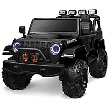 Carro, Carrinho Elétrico 1 Assento 12V, com Luzes de LED e Controle Remoto, JOYWHALE, Preto