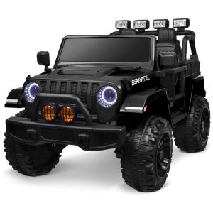 Carro, Carrinho Elétrico 1 Assento 12V, com Luzes de LED e Controle Remoto, JOYWHALE, Preto