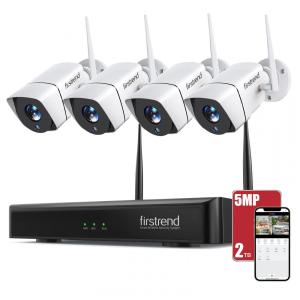 Sistema de Segurança sem Fio 5 MP 8 Canais 2TB NVR 4 Câmeras, Firstrend