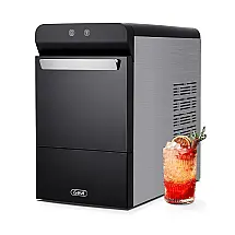 Máquina de Gelo em Aço Inoxidável com Capacidade para 13,6 kg em 24H e Painel Digital, 110V 360W, Gevi Household V20, Preta