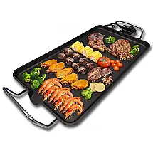 Churrasqueira Grill Elétrica até 8 Porções com Chapa Antiaderente e Controle de Temperatura, 110V, Evelyni, Preta