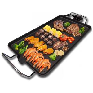 Churrasqueira Grill Elétrica até 8 Porções com Chapa Antiaderente e Controle de Temperatura, 110V, Evelyni, Preta