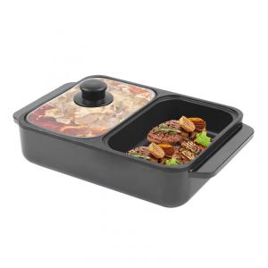 Panela Elétrica Multifuncional 2 em 1 Antiaderente com Controle de Temperatura 110V 1200W SNKOURIN Preto