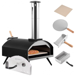 Outdoor Forno de Pizza a Carvão Portátil Aço Inoxidável, KEVIRICE, Preto